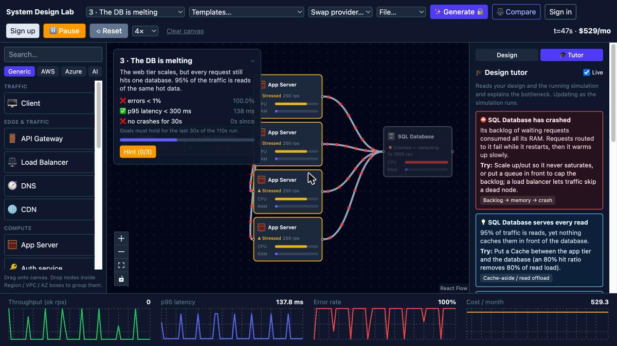 The design tutor diagnosing a crashed database